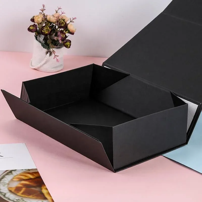 Custom Black Presentation Box with Wide Flap