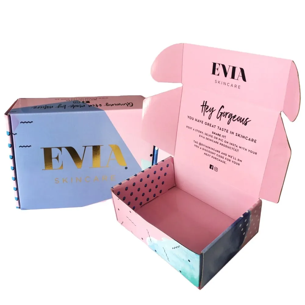 Custom Pastel Printed Mailer Box with Interior Message