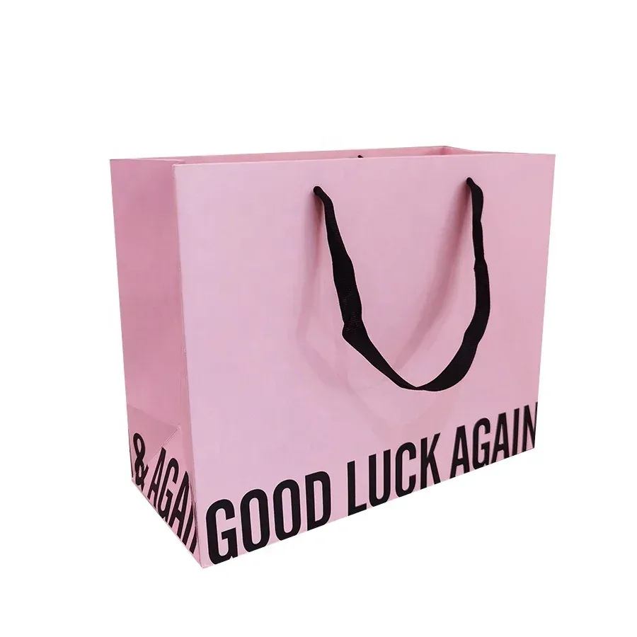Custom Pink Paper Gift Bag Set view 2