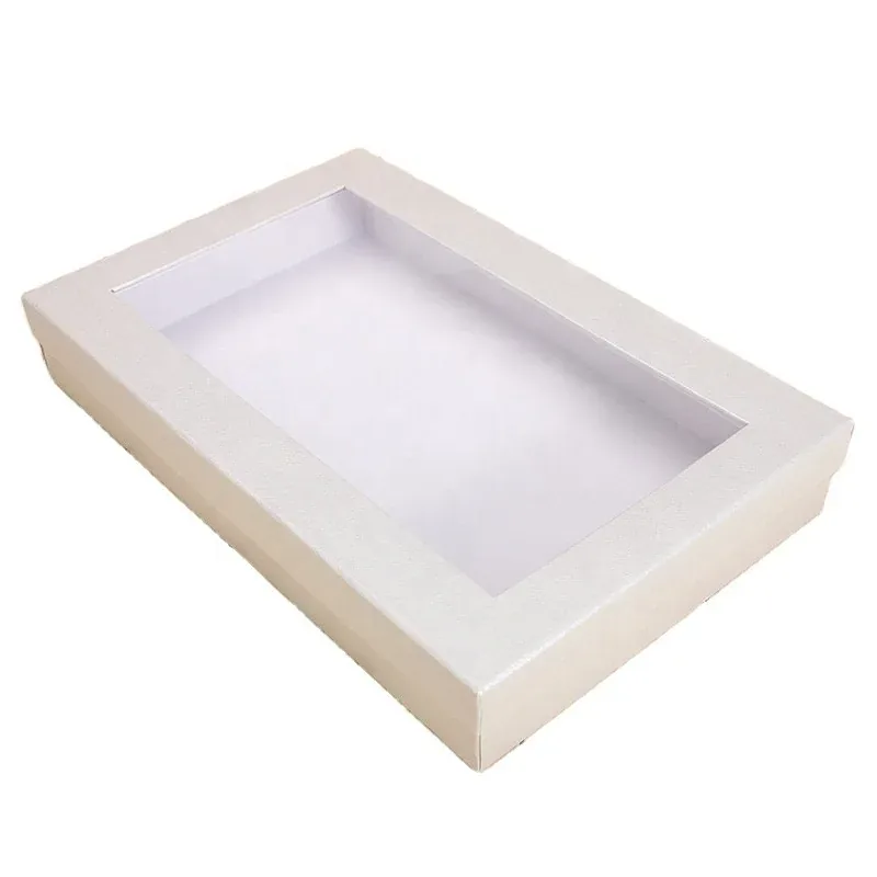 Custom White Apparel Gift Box with Window Lid