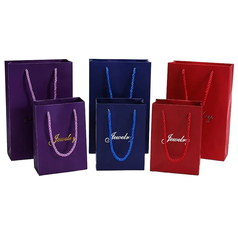 Custom Deep-Color Paper Gift Bags with Rope Handles