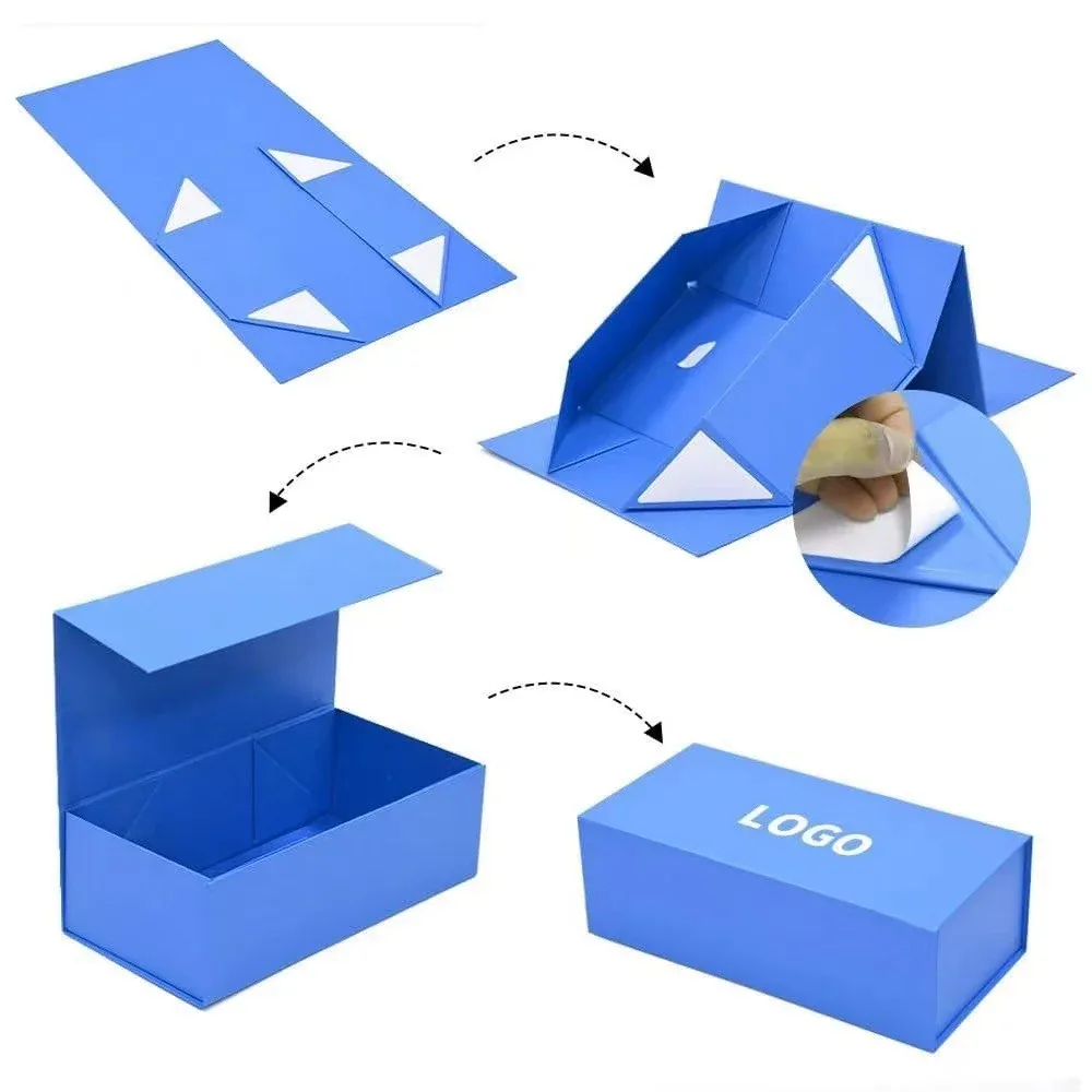 Custom Blue Flat-Folding Gift Box