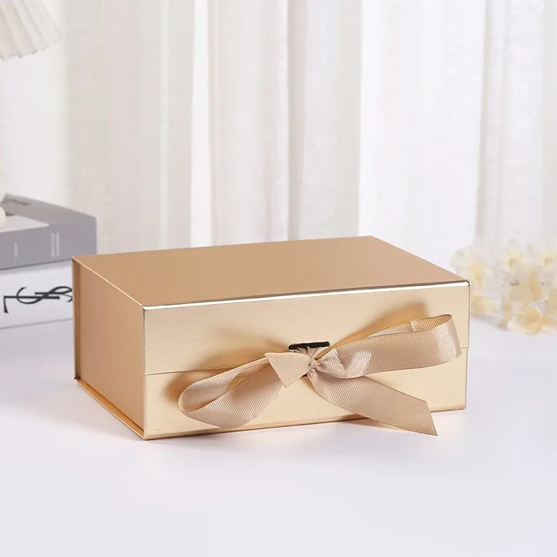 Custom Orange Folding Gift Box with Ribbon view 5