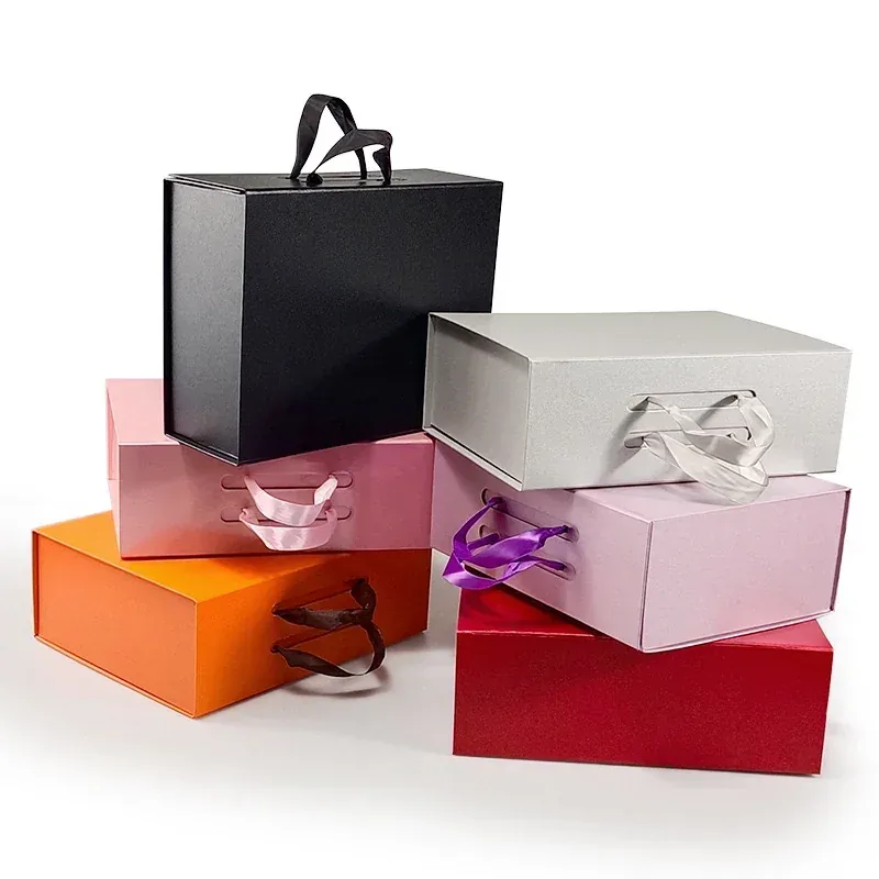 Custom Assorted Folding Gift Boxes with Handles