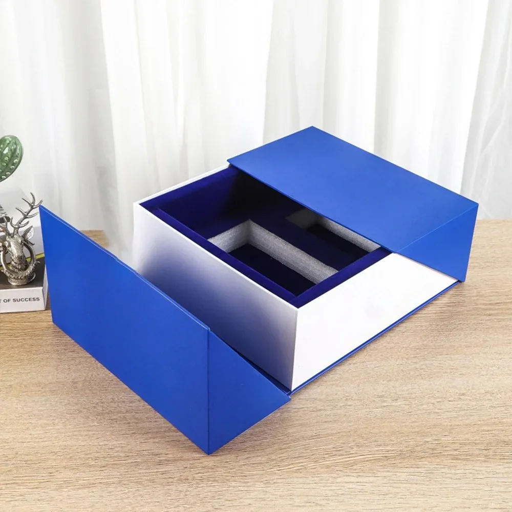 Custom Blue Drawer Gift Box with Fitted Insert