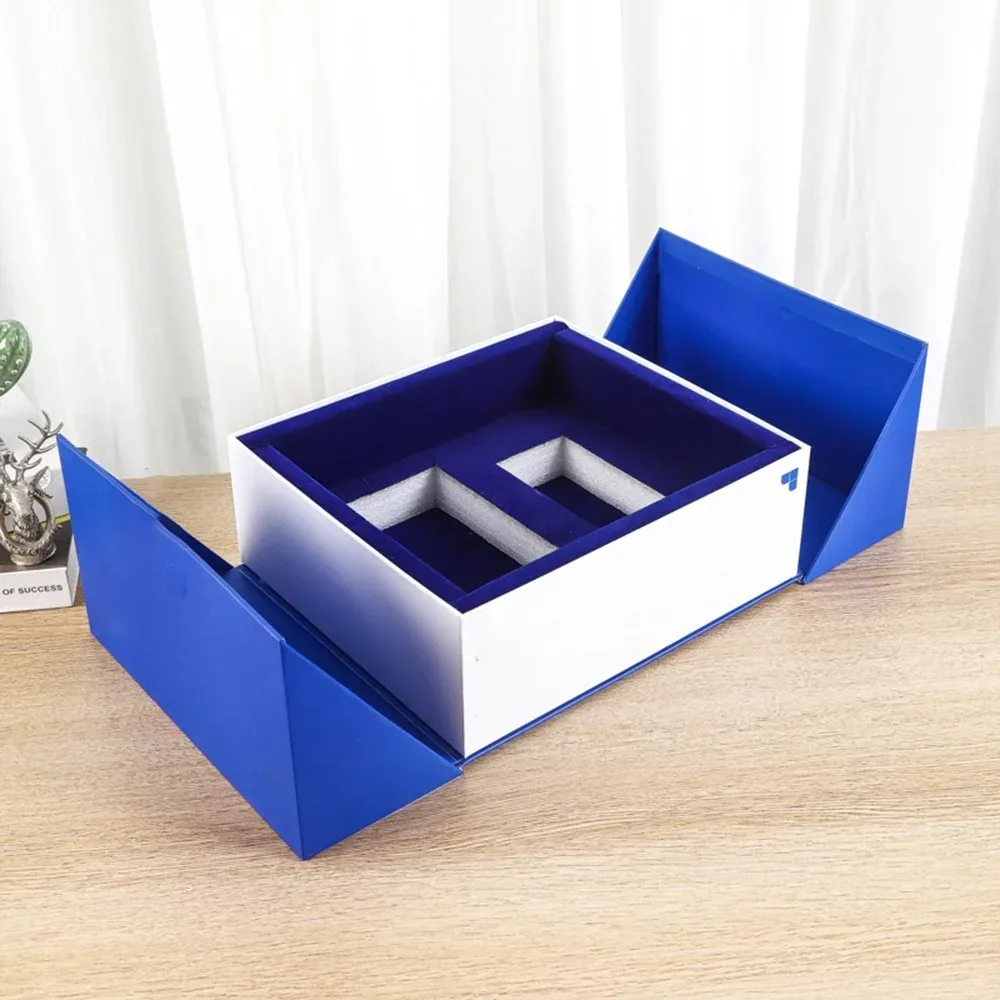 Custom Blue and White Gift Set Box with Divided Insert