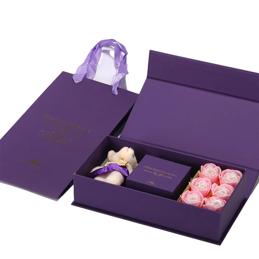 Custom Purple Gift Set Box with Inner Compartments