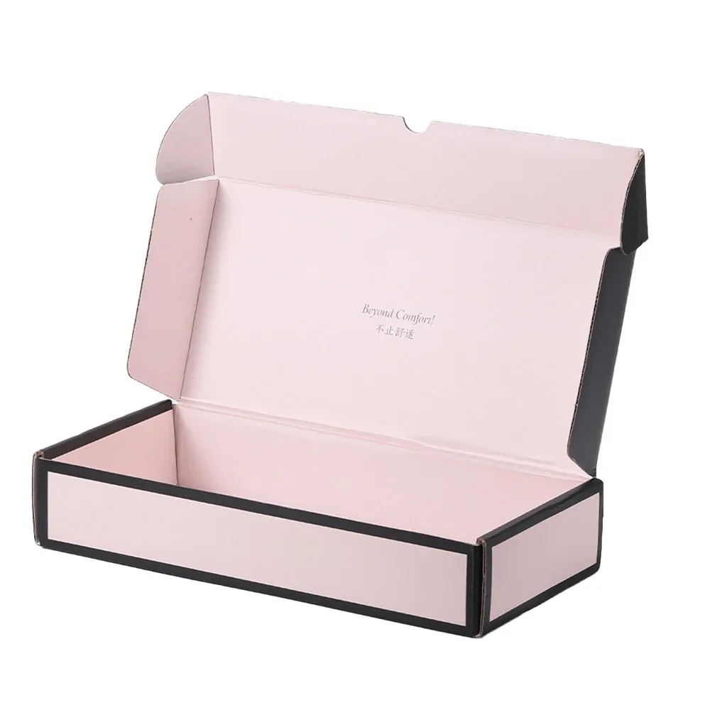 Custom Pink Hinged Gift Box with Black Trim