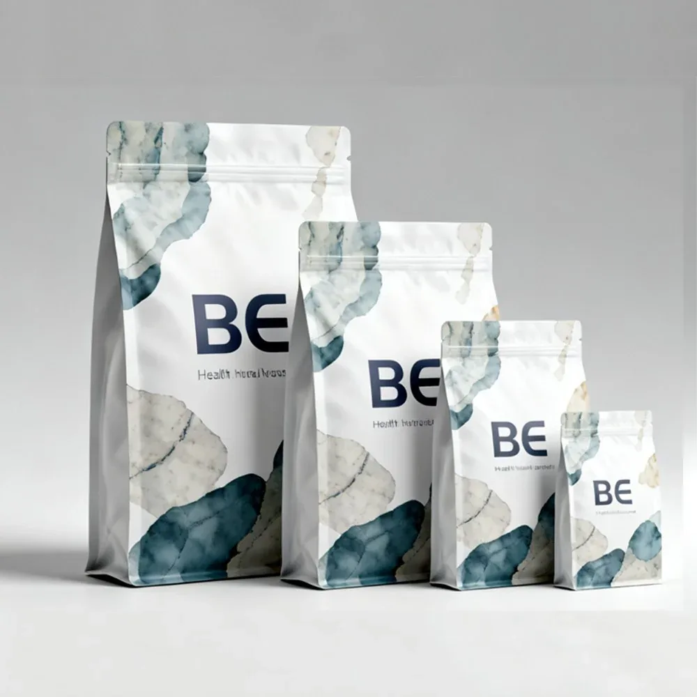 Custom Marble Print Flat-Bottom Packaging Bags