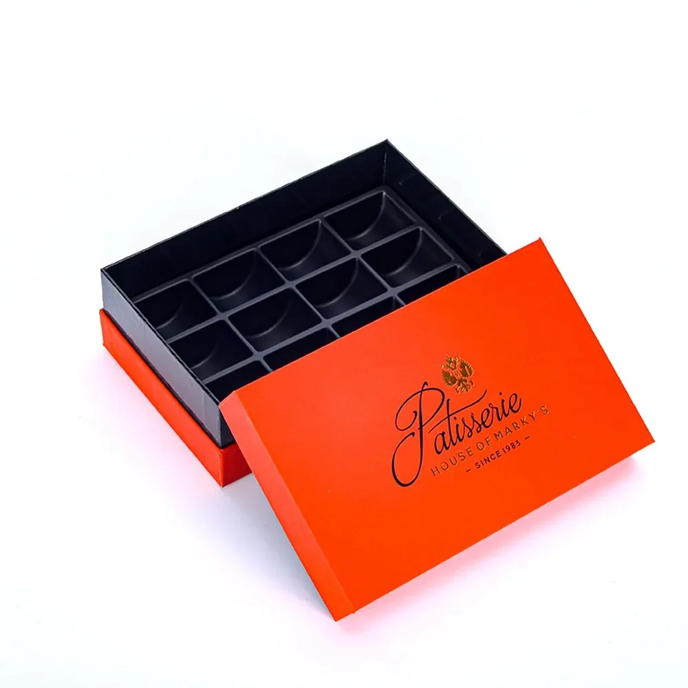 Custom Orange Gift Box with Black Divider Tray