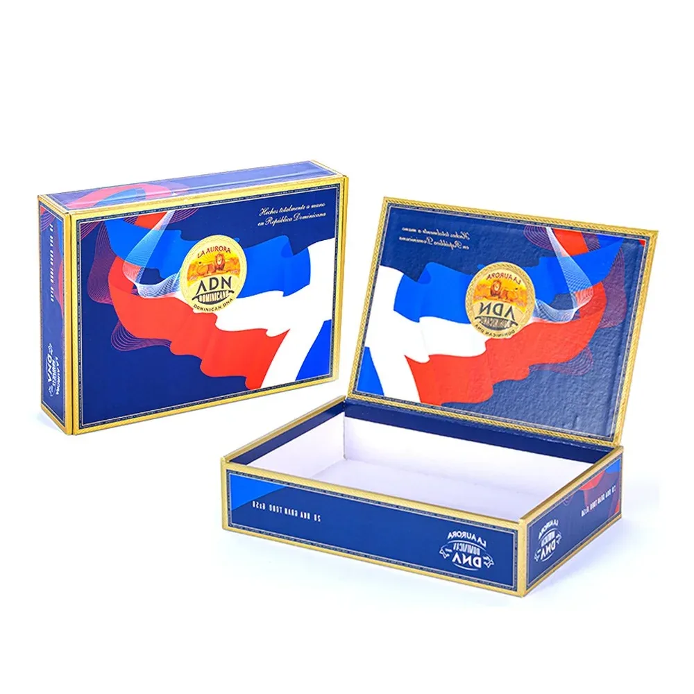 Custom Blue and Gold Hinged Presentation Box