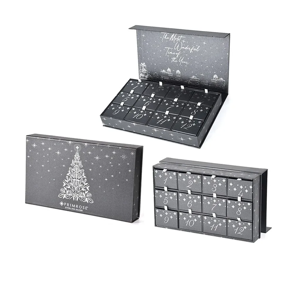 Custom Black Holiday Gift Box with Multiple Compartments