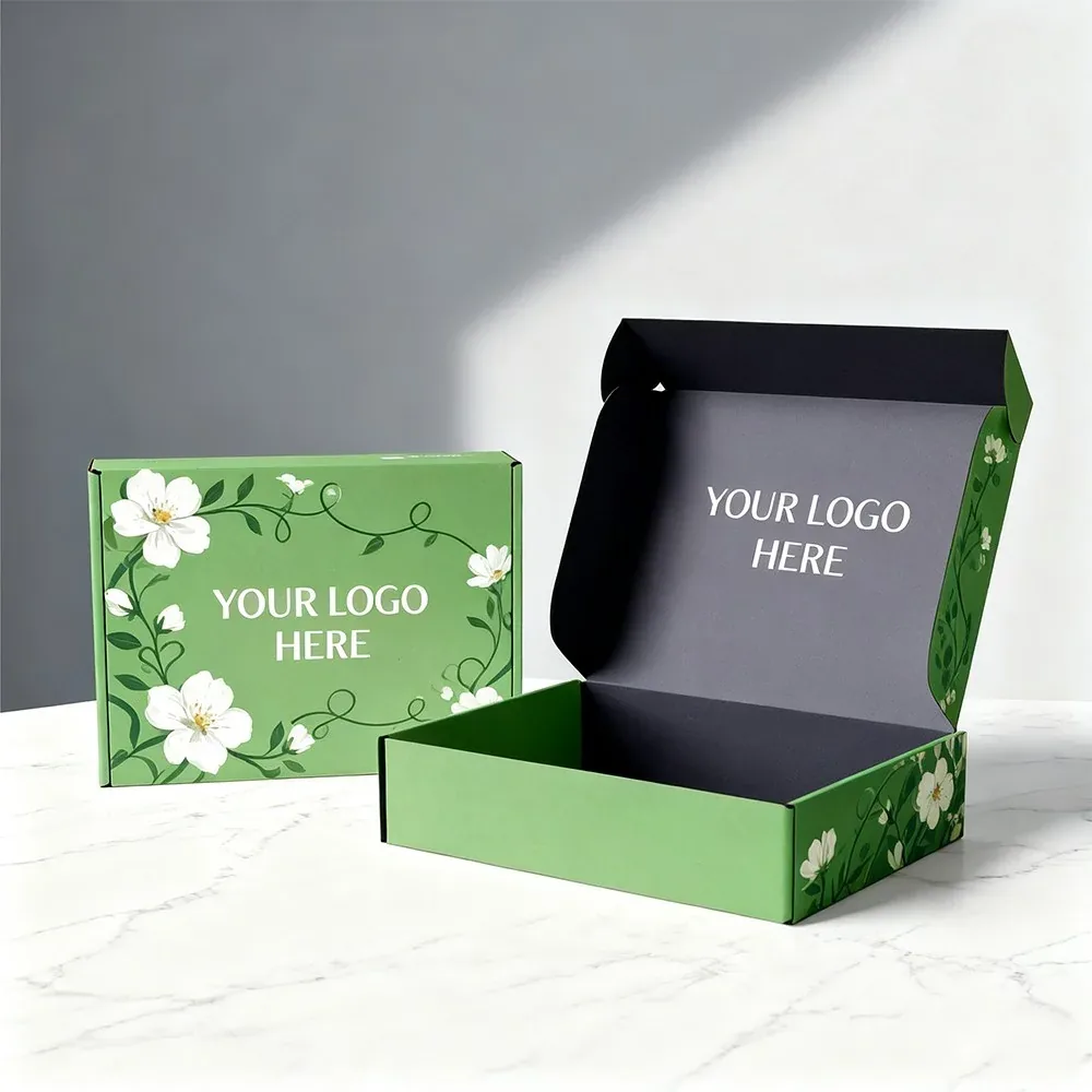 Custom Green Floral Mailer Box