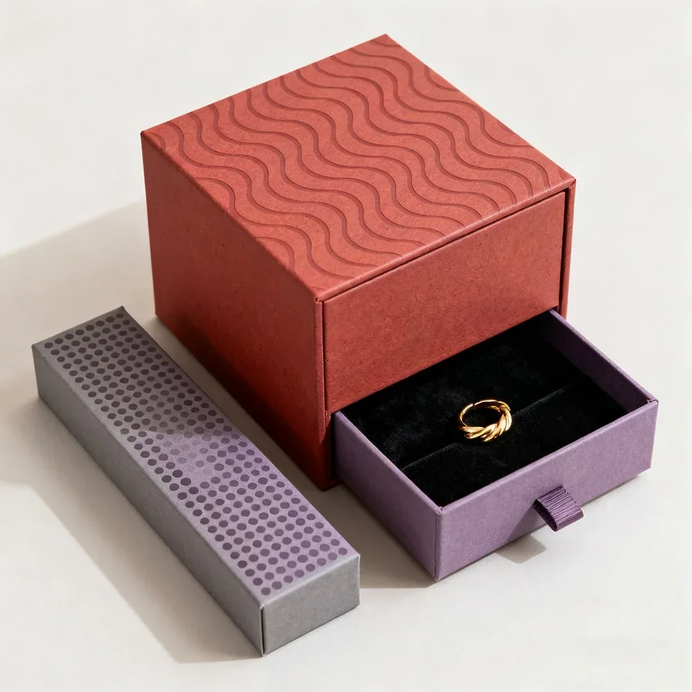 Custom Red and Purple Jewelry Drawer Box Set