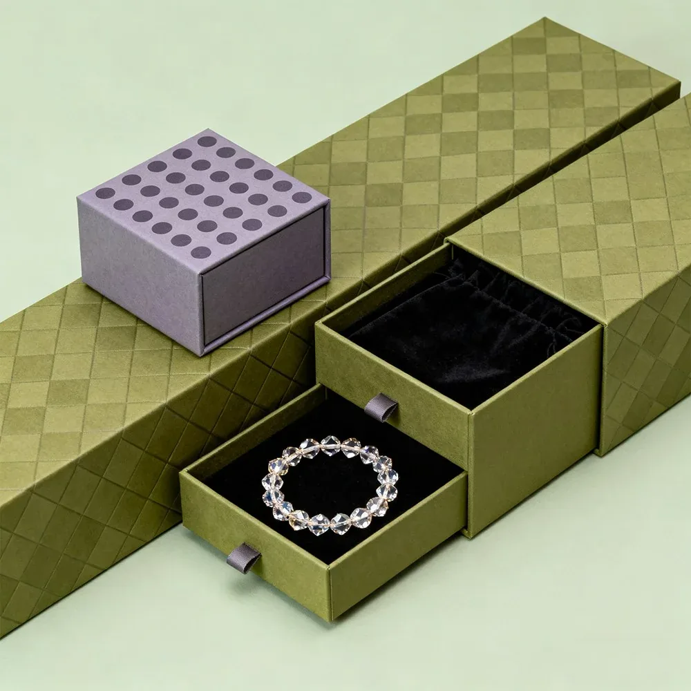 Custom Green Checkered Jewelry Drawer Boxes