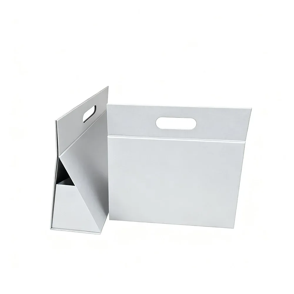 Custom White Gift Box with Die-Cut Carry Handle