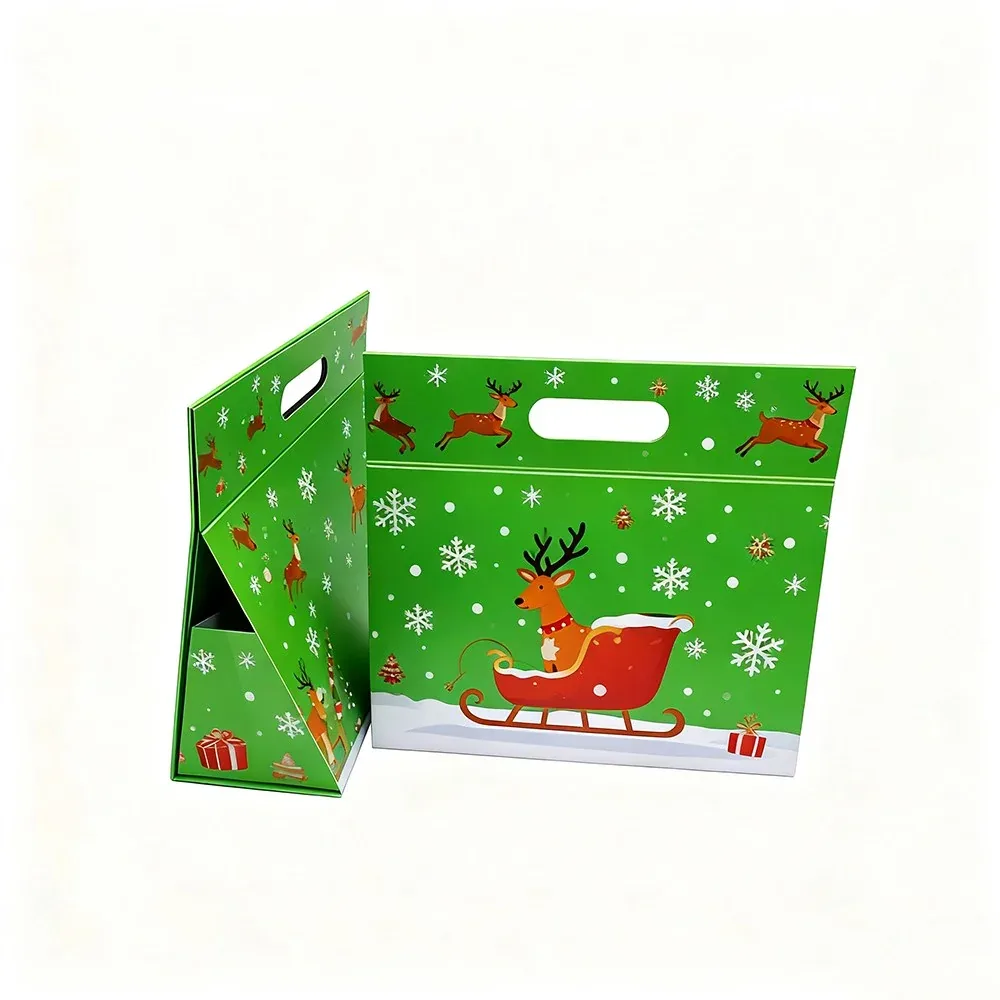 Custom Christmas Carry-Handle Folding Gift Box