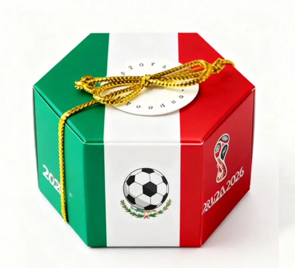 Custom Hexagonal Football Gift Box with Rope Handle
