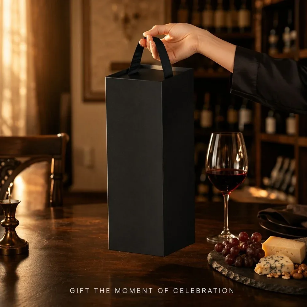 Custom Single-Bottle Gift Box with Carry Handle
