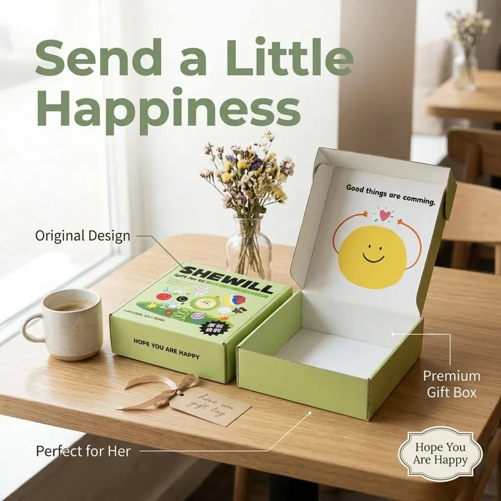 Custom Lime Green Gift Mailer with Illustrated Interior