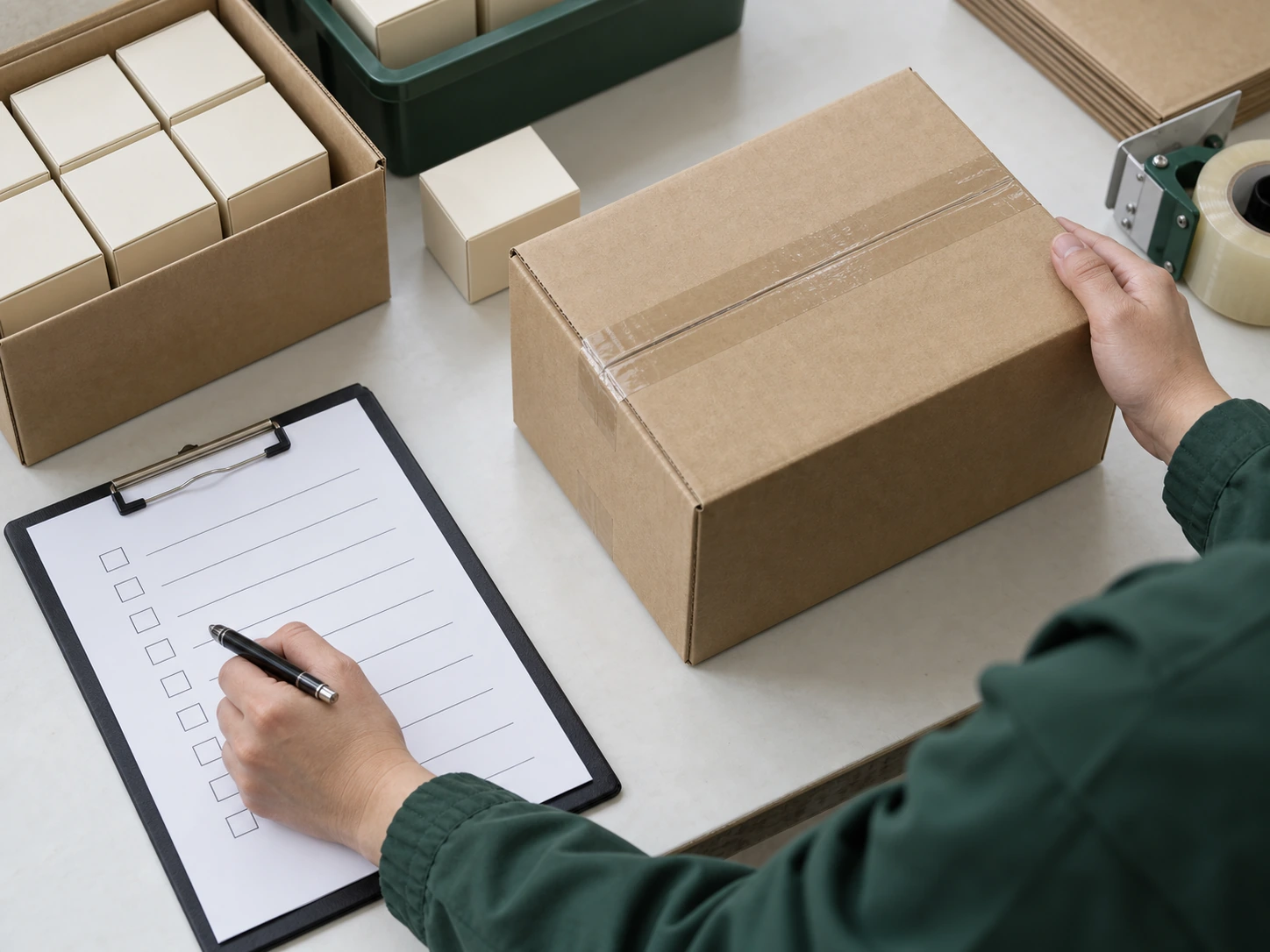 Final packing review — illustrative inspection scene